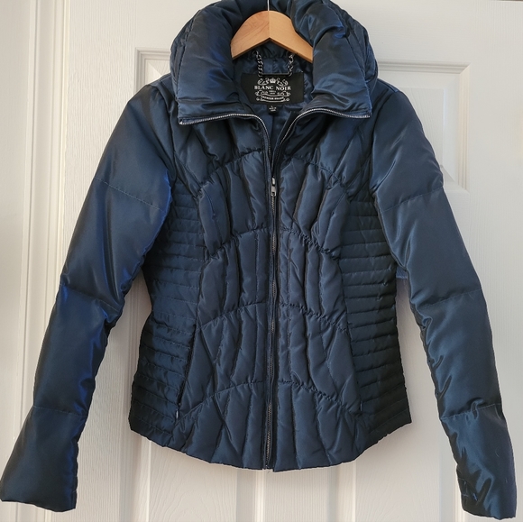 blanc noir Jackets & Blazers - Blanc Noir Blue/Black Down feather Winter Jacket size Large really like a size 6